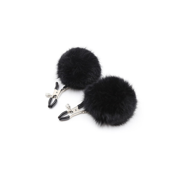 Pinces à seins avec pompoms noires 